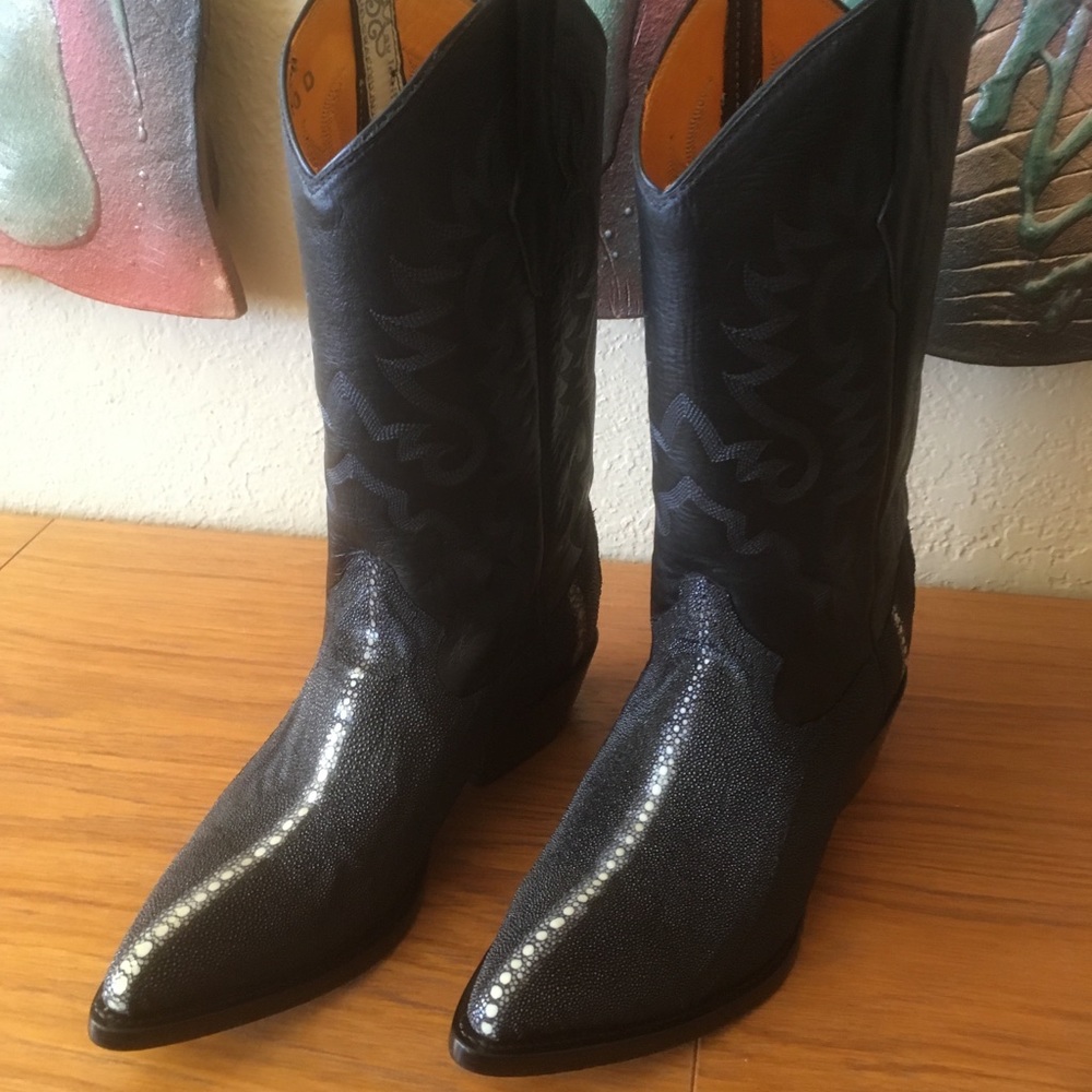 New Custom Black Stingray Boots Rowstone 10.5B